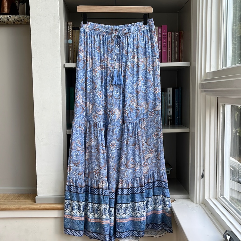 Salty Bright Printed Maxi Skirt 8 NWT